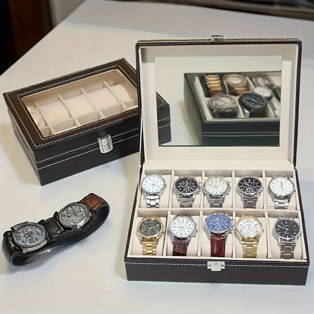 Home Security Features - 1pc Elegant Watch Storage,3/12-Compartment Showcase with