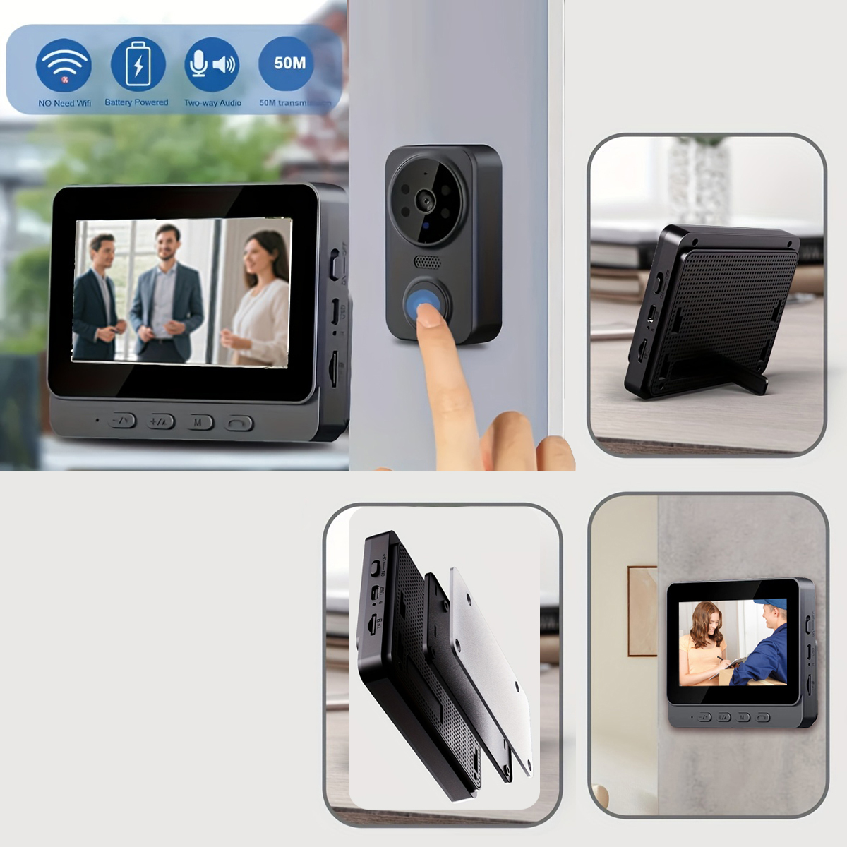 Home Security Features - Wireless Visual Doorbell, DIntelligent Doorbell Camera