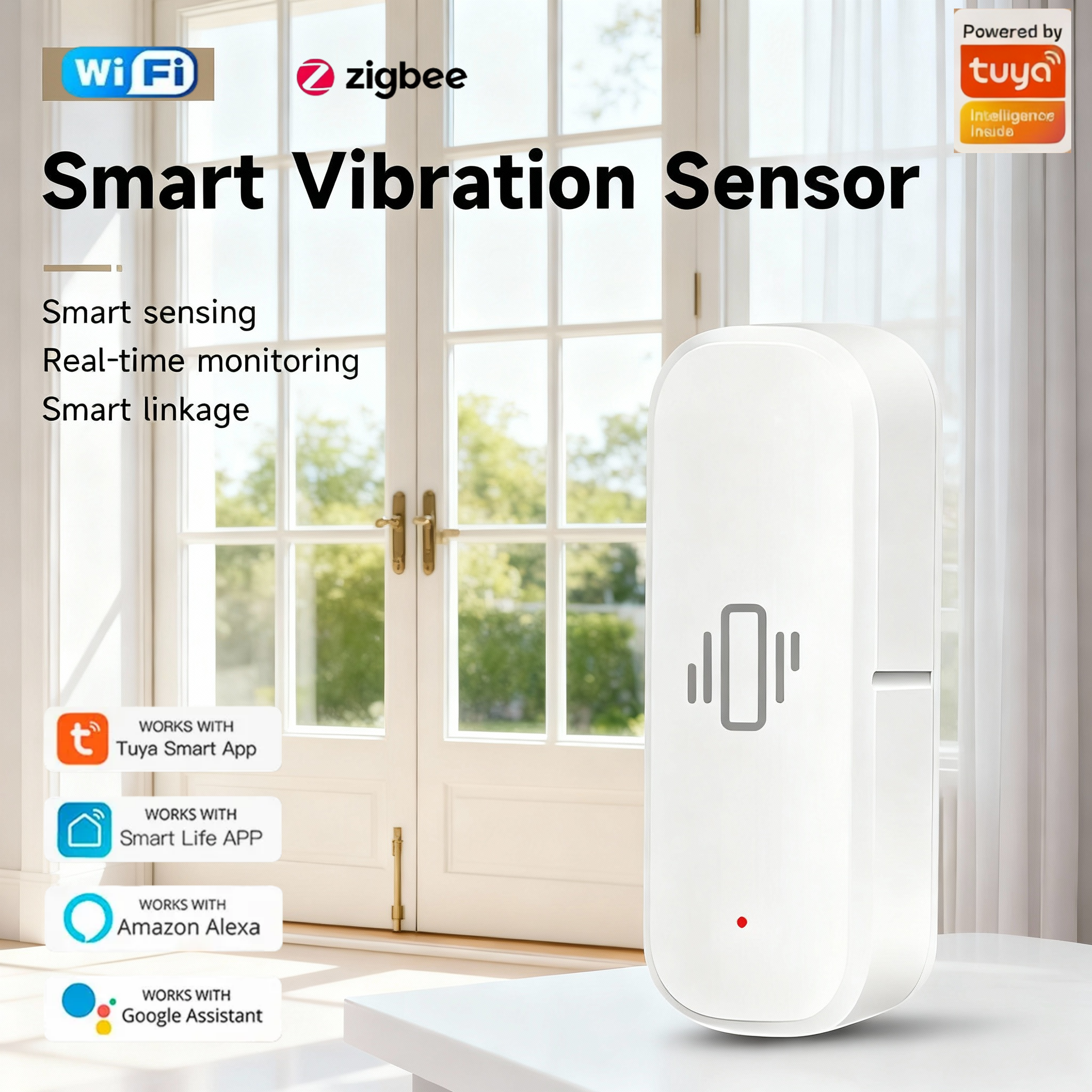 Home Security With Alarm - WiFi/Zigbee Smart Vibration Sensor Tuya Smart