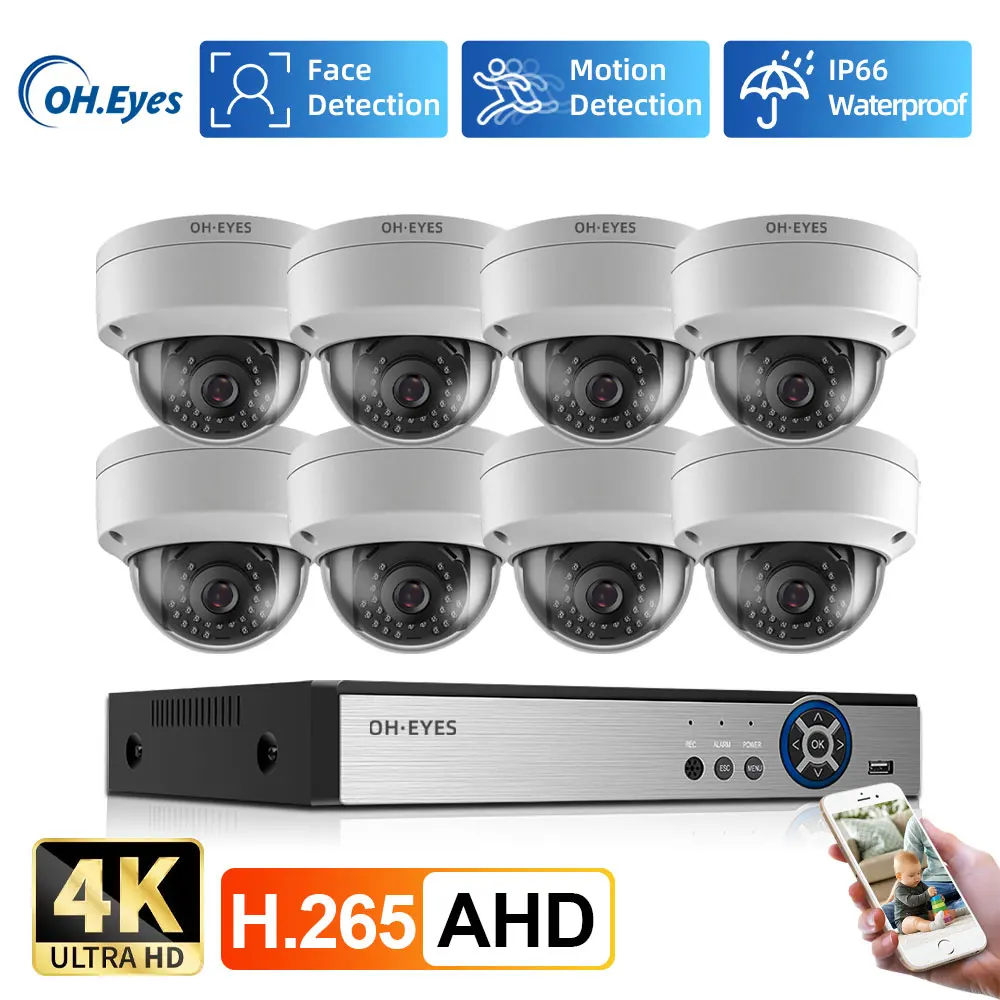 Home Security Outdoor Camera System - Home Security 8MP H.265+ 4CH 4K