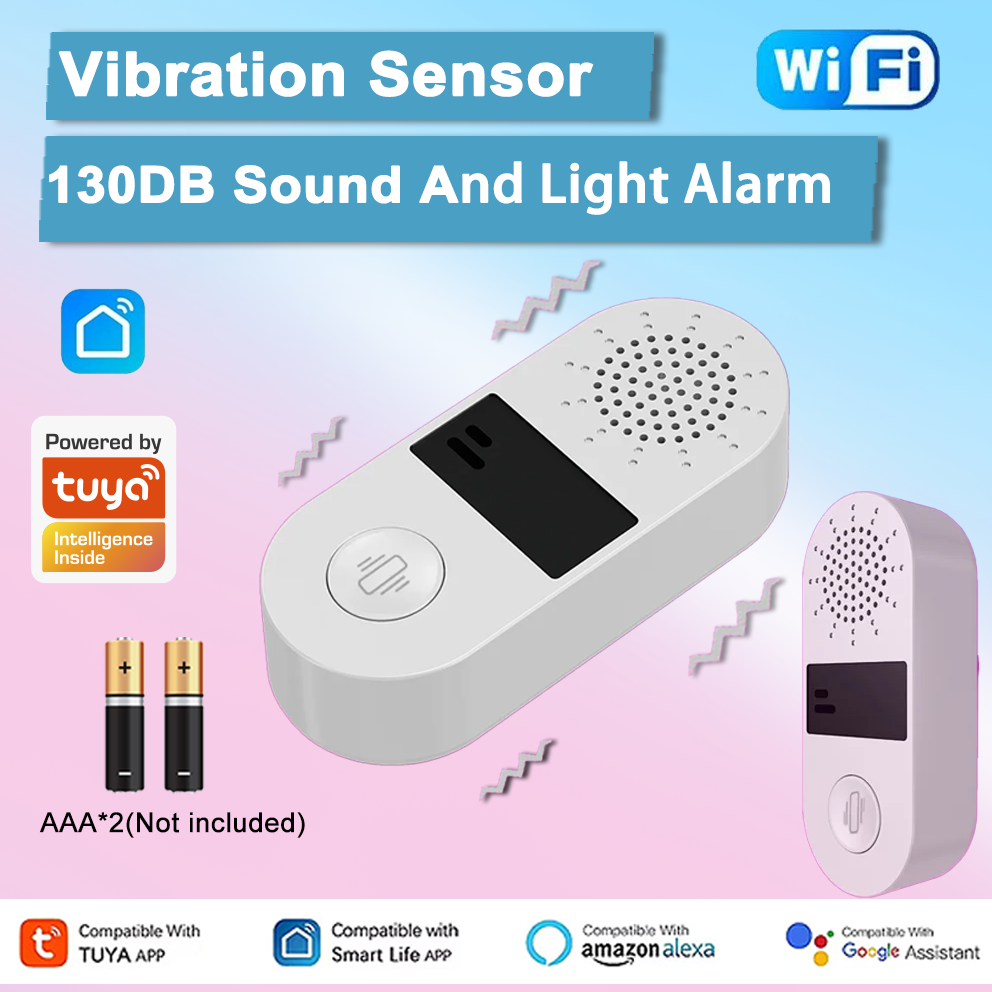 Home Security With Alarm - Tuya WiFi Vibration Sensor - 130DB