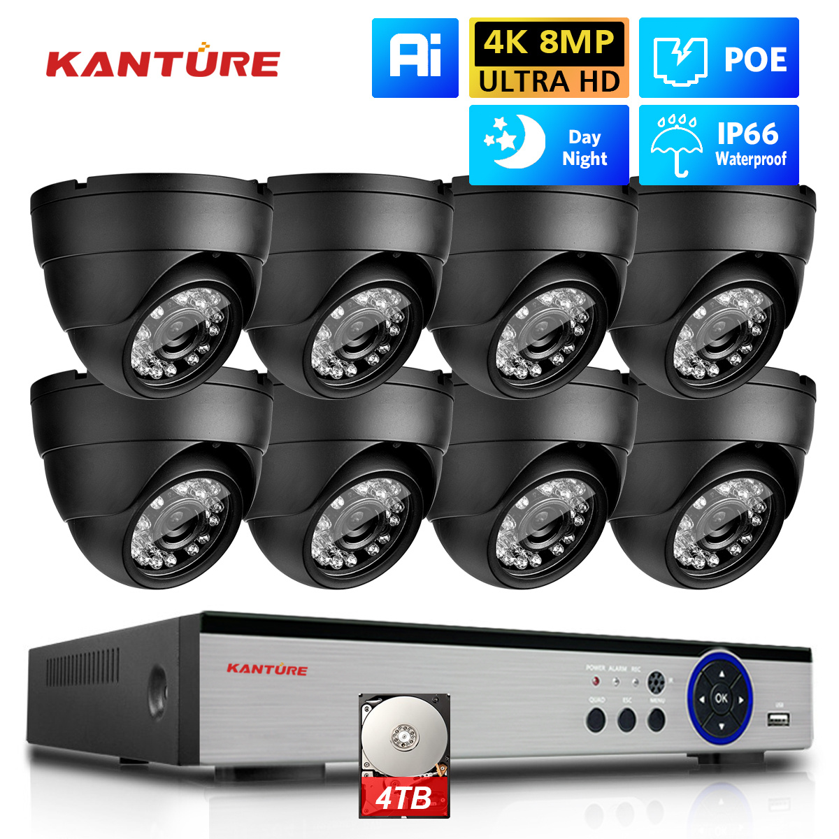 KANTURE 8CH 4K CCTV Camera Sys - Home Security Outdoor Camera System incelemesi ve fiyatı