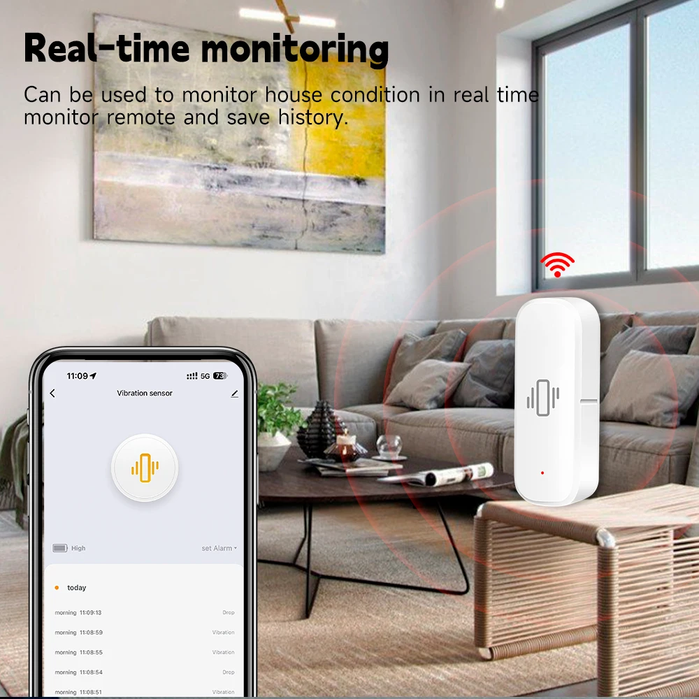 WiFi/Zigbee Smart Vibration Se - Home Security With Alarm incelemesi ve fiyatı
