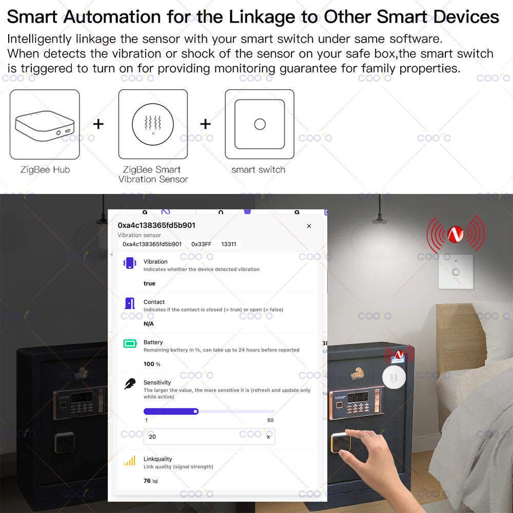 ZigBee 3.0 Vibration Sensor Re - Home Security With Alarm incelemesi ve fiyatı
