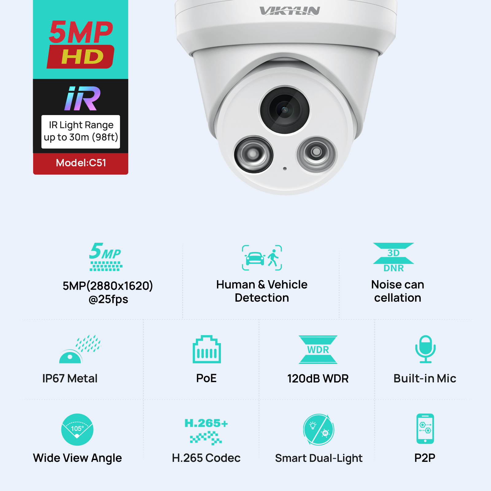 VIKYLIN 5MP IR Light IP Camera - Home Security Service incelemesi ve fiyatı