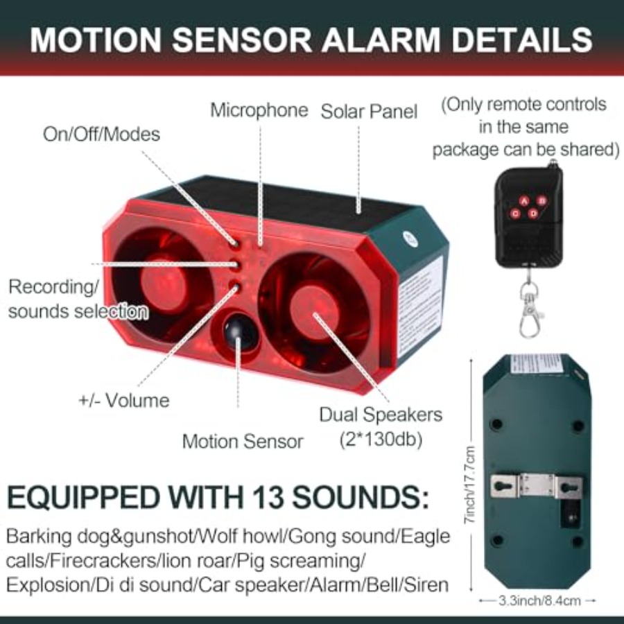 Pcs Solar Outdoor Motion Senso - Barking Dog Alarm incelemesi ve fiyatı