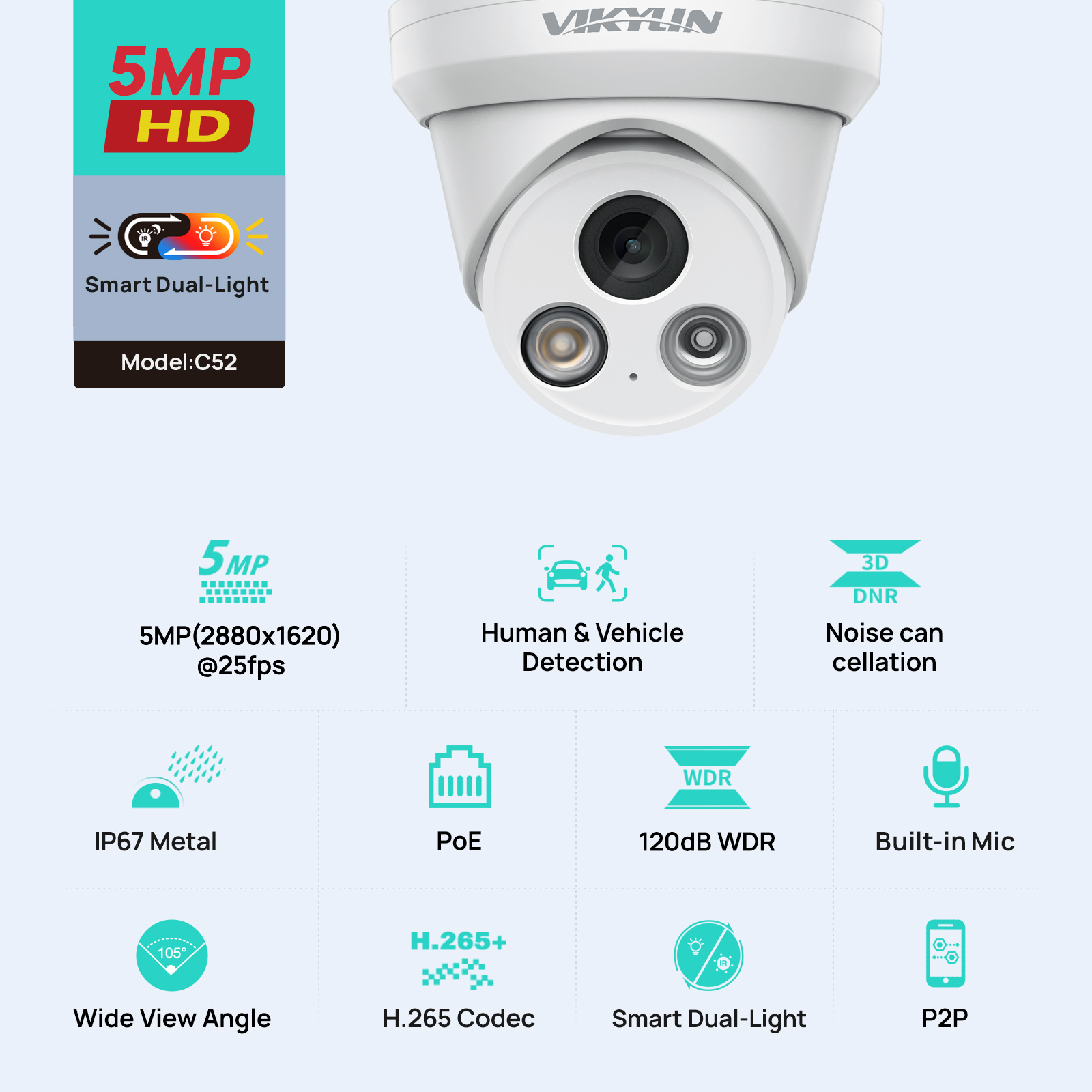 VIKYLIN 5MP Smart Dual Light I - Home Security Service incelemesi ve fiyatı